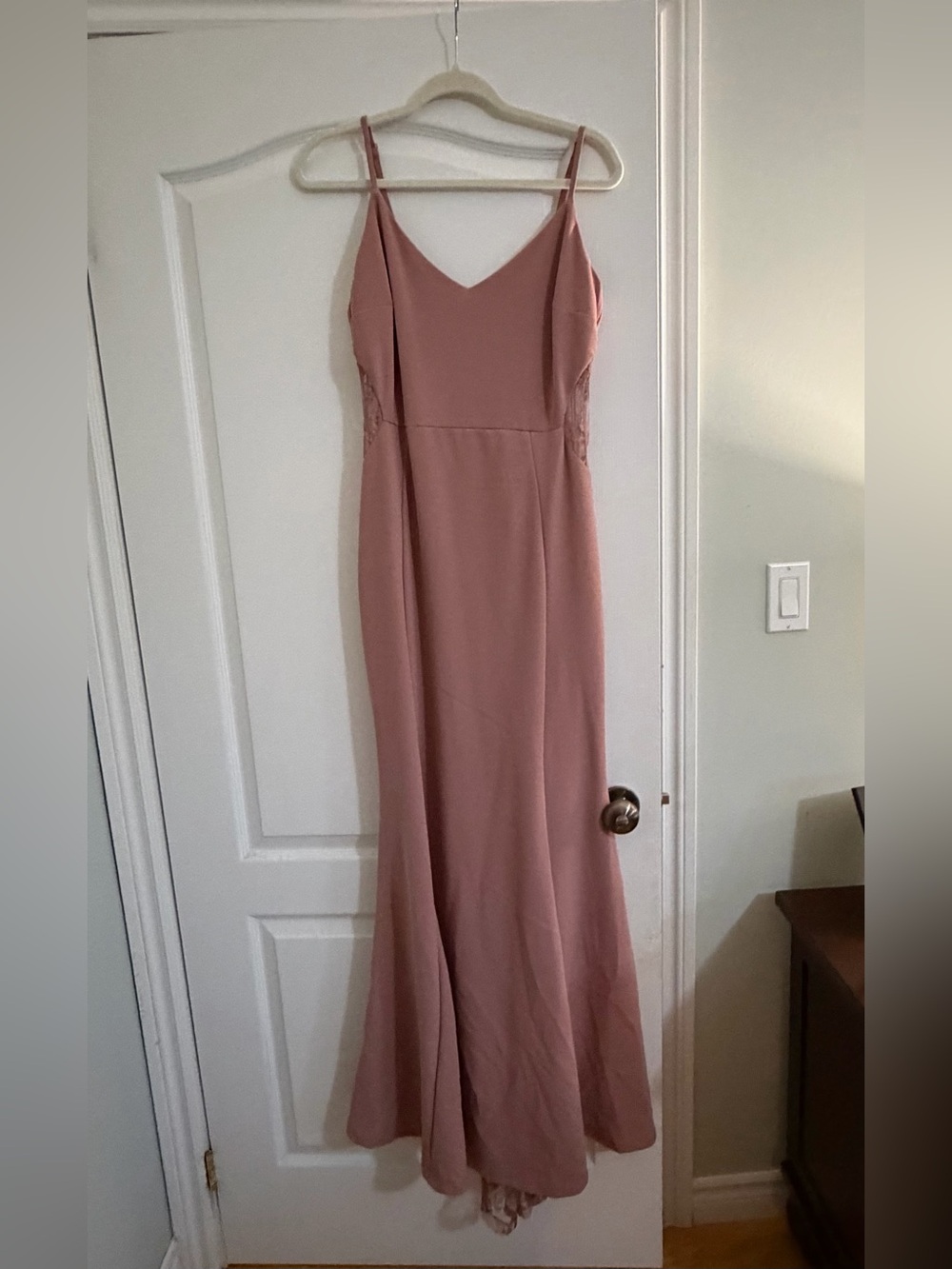 le chateau Dusty Rose Spaghetti Strap Maxi Gown
